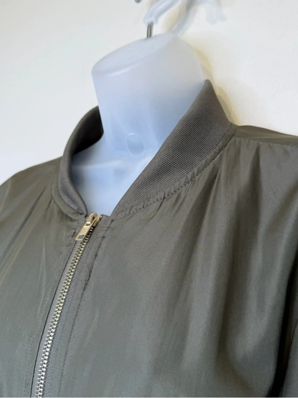 INSO | Olive Green Women's Bomber Jacket with Zip Front - Picture 5 of 13